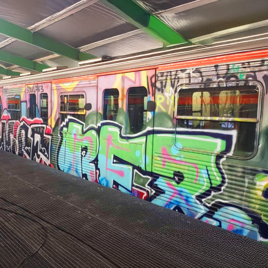 Griekse trein vol met graffiti